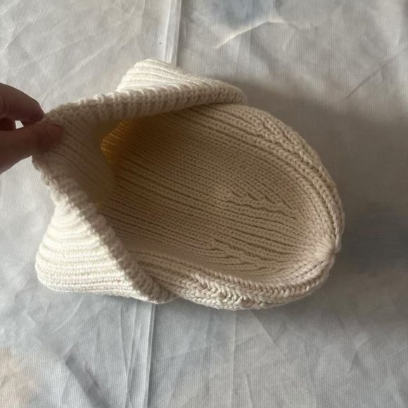 Acne Studios White Knitted Hat With Embroidered Logo Patch main image 4